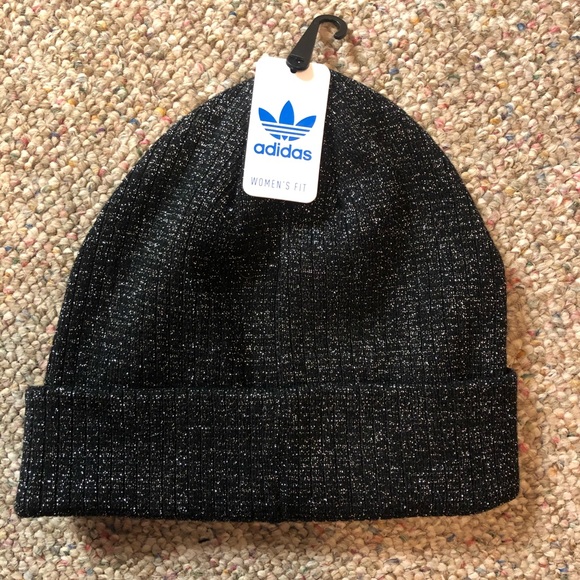 More 🔜 🆕 adidas Original Shine Beanie  Black & Silver - Picture 6 of 9